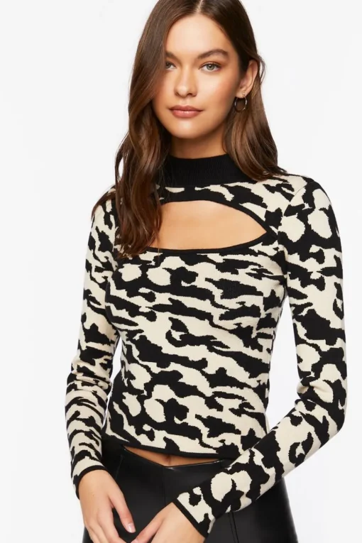 Abstract Cutout Sweater