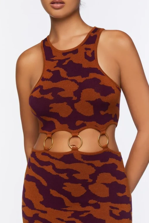 Abstract Print Mini Sweater Dress