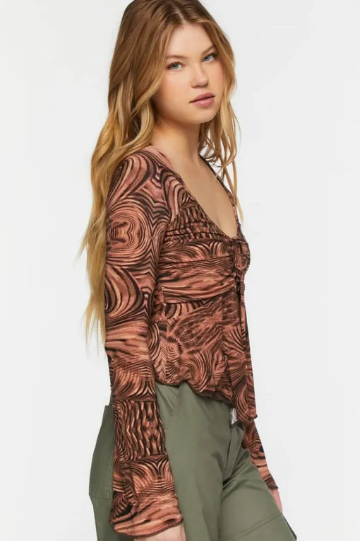Abstract Print Slinky Split-Front Top