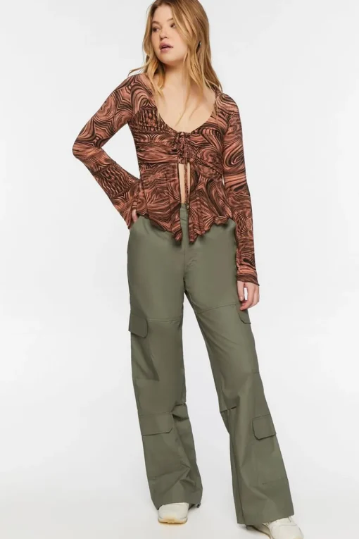 Abstract Print Slinky Split-Front Top