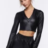 Active Faux Leather Crop Top