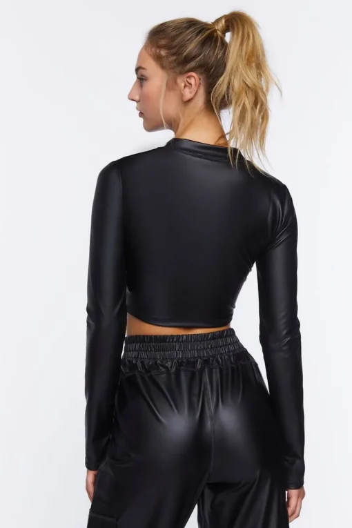 Active Faux Leather Crop Top