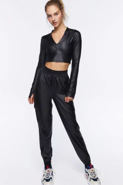Active Faux Leather Crop Top