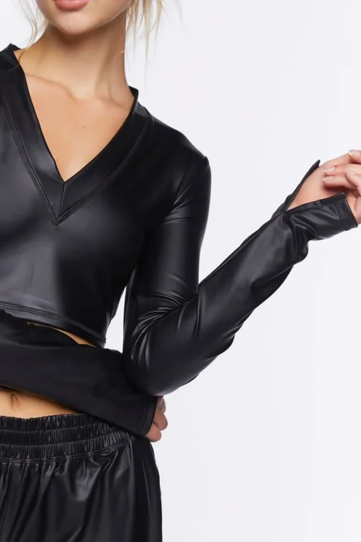 Active Faux Leather Crop Top