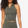 Active Mock Neck Zip-Up Crop Top