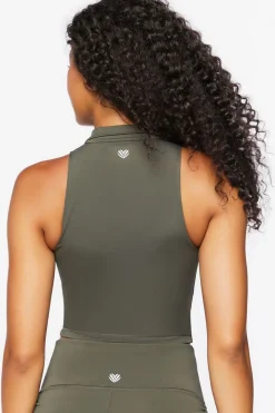 Active Mock Neck Zip-Up Crop Top