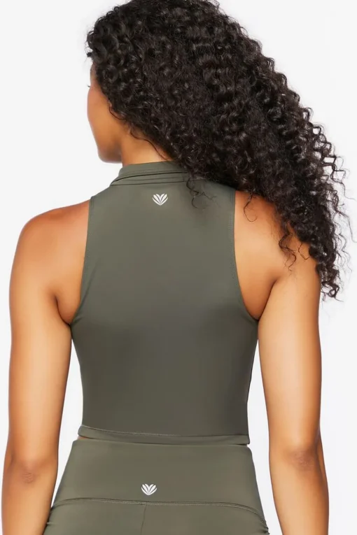 Active Mock Neck Zip-Up Crop Top