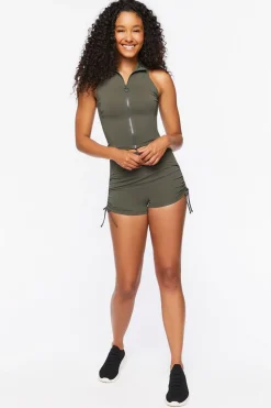 Active Mock Neck Zip-Up Crop Top