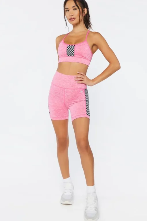 Active Seamless Checkered Biker Shorts