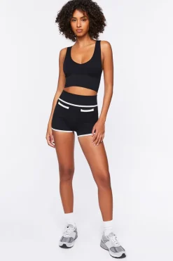 Active Seamless Contrast-Trim Biker Shorts