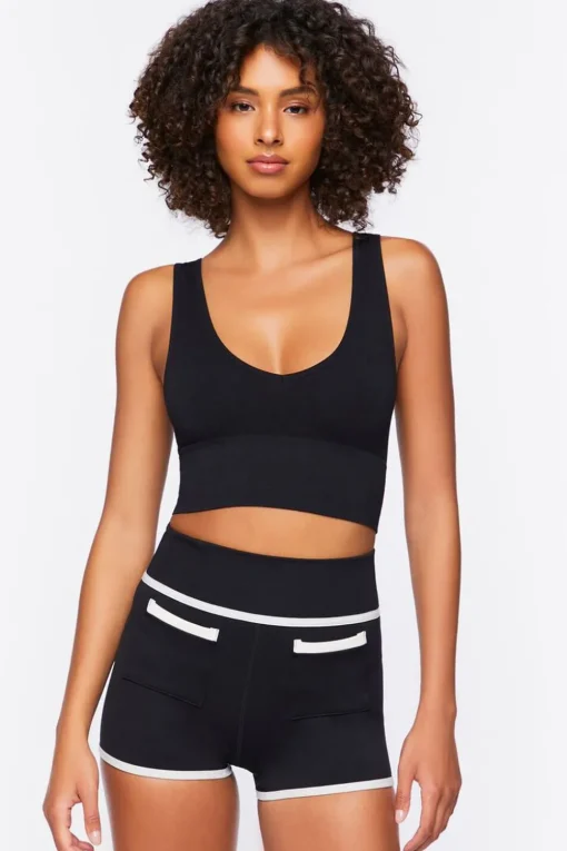 Active Seamless Contrast-Trim Biker Shorts