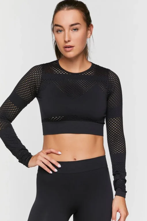 Active Seamless Netted Crop Top
