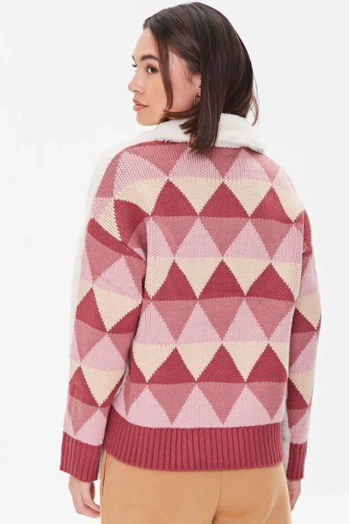Argyle Faux Shearling Jacket