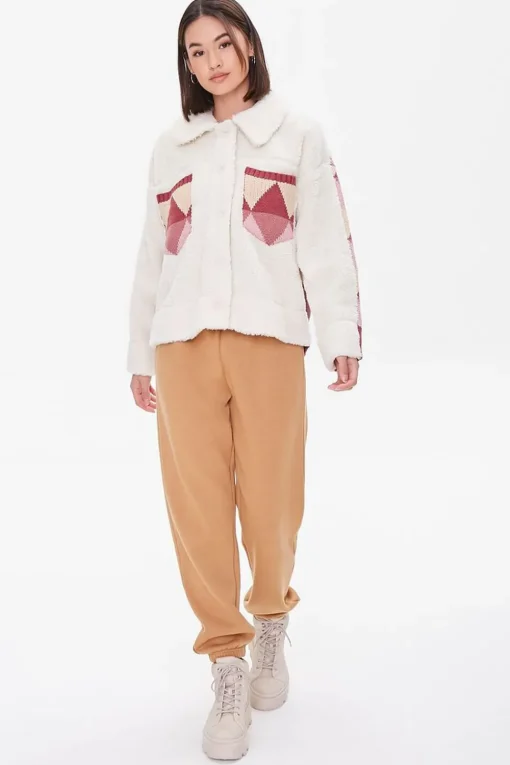Argyle Faux Shearling Jacket