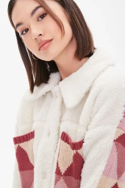 Argyle Faux Shearling Jacket