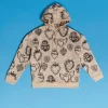 Assorted Heart Print Hoodie