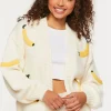 Banana Print Open-Front Cardigan Sweater