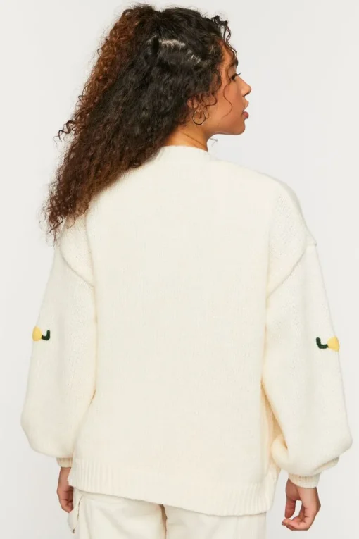 Banana Print Open-Front Cardigan Sweater