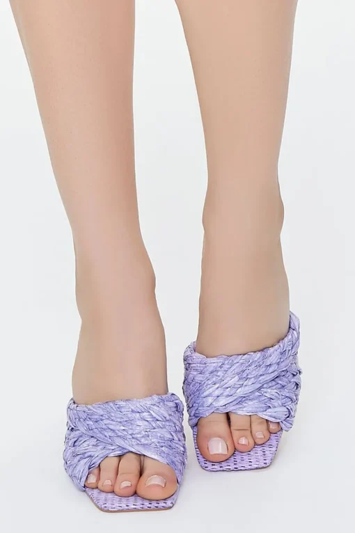 Basketwoven Open-Toe Stiletto Heels