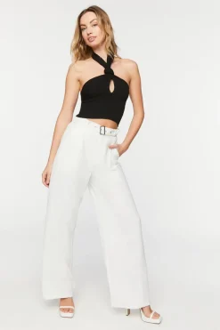 Belted High-Rise Wide-Leg Trousers