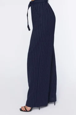 Belted Pinstripe Trousers