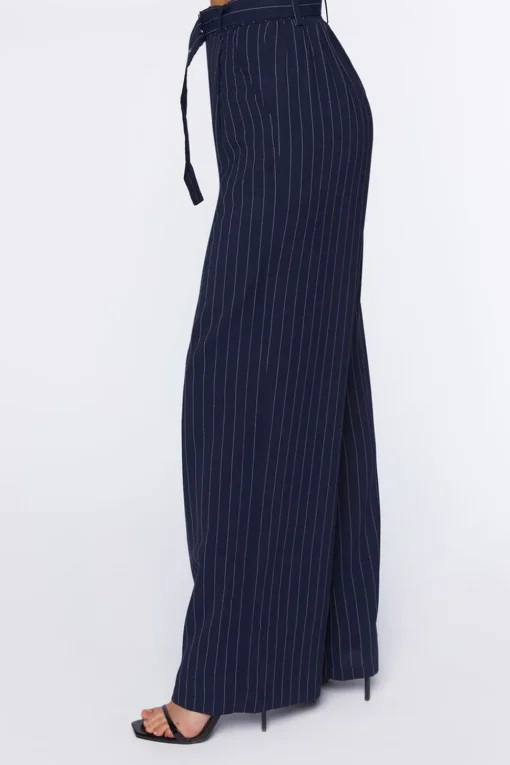 Belted Pinstripe Trousers