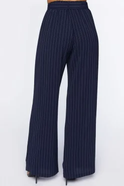 Belted Pinstripe Trousers