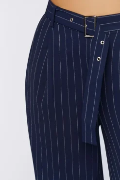 Belted Pinstripe Trousers
