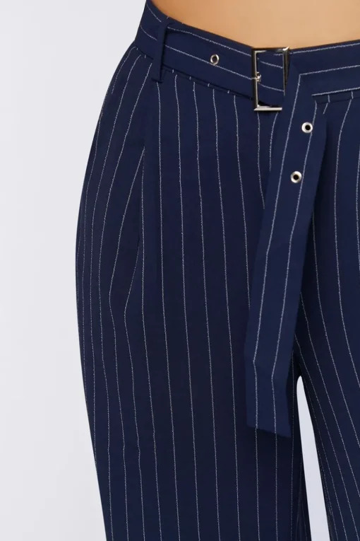 Belted Pinstripe Trousers
