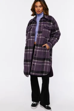 Brushed Plaid Longline Shacket