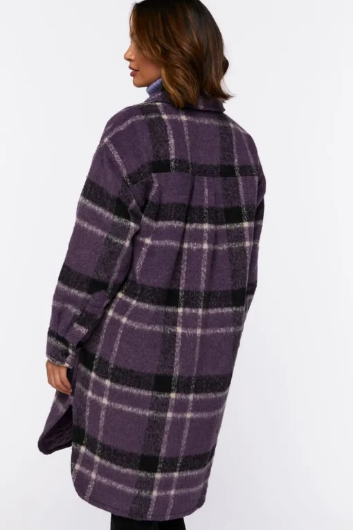 Brushed Plaid Longline Shacket