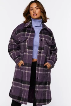 Brushed Plaid Longline Shacket