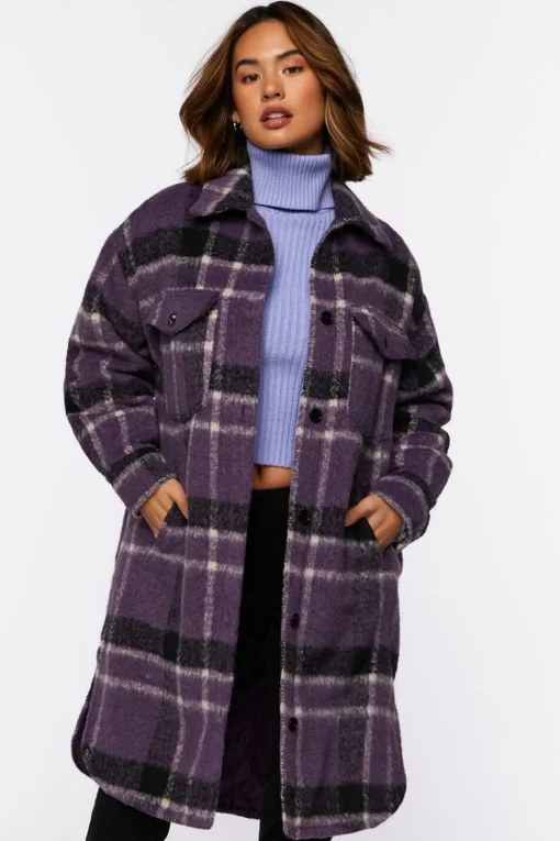 Brushed Plaid Longline Shacket