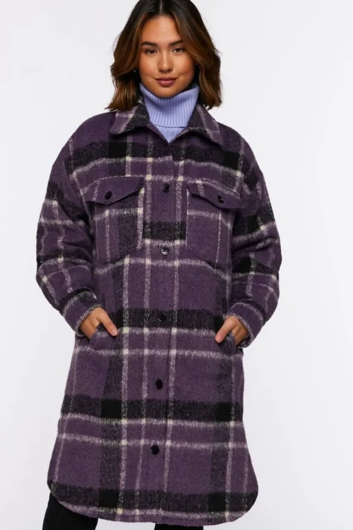 Brushed Plaid Longline Shacket