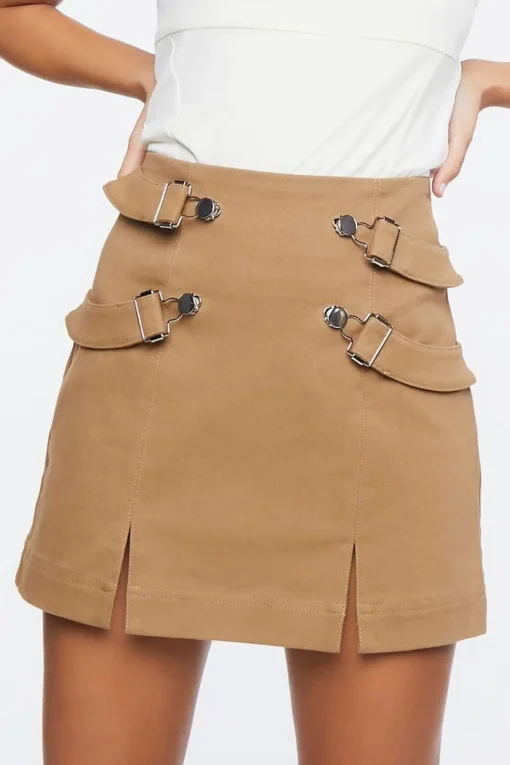 Buckled M-Slit Mini Skirt