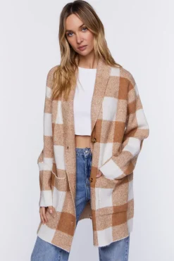 Buffalo Plaid Longline Cardigan Sweater