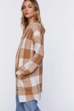 Buffalo Plaid Longline Cardigan Sweater