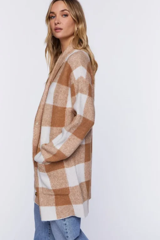 Buffalo Plaid Longline Cardigan Sweater