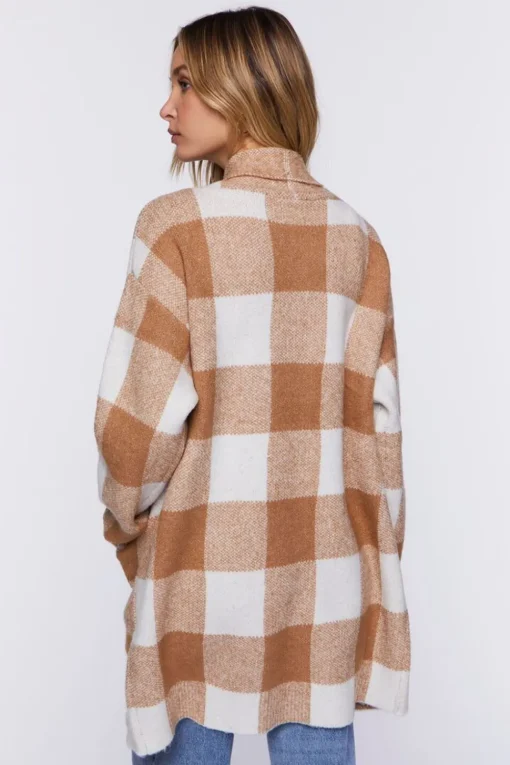 Buffalo Plaid Longline Cardigan Sweater
