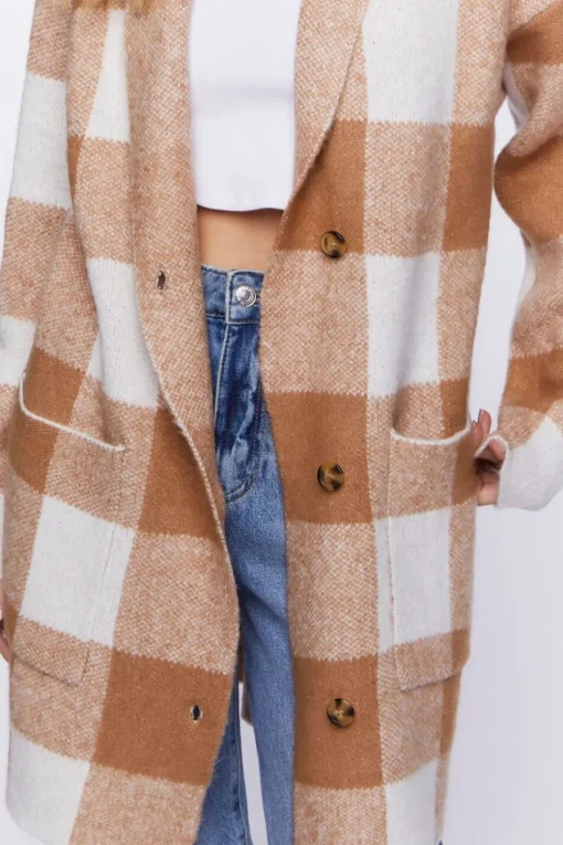 Buffalo Plaid Longline Cardigan Sweater