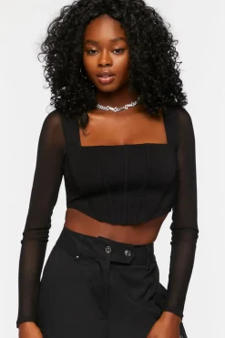 Bustier Long-Sleeve Crop Top