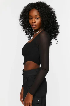 Bustier Long-Sleeve Crop Top