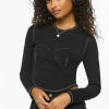 Bustier-Stitched Long-Sleeve Top