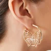 Butterfly Bamboo Hoop Earrings