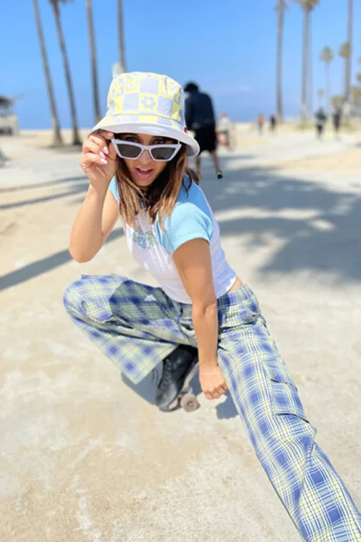 Butterfly Checkered Bucket Hat