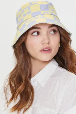 Butterfly Checkered Bucket Hat