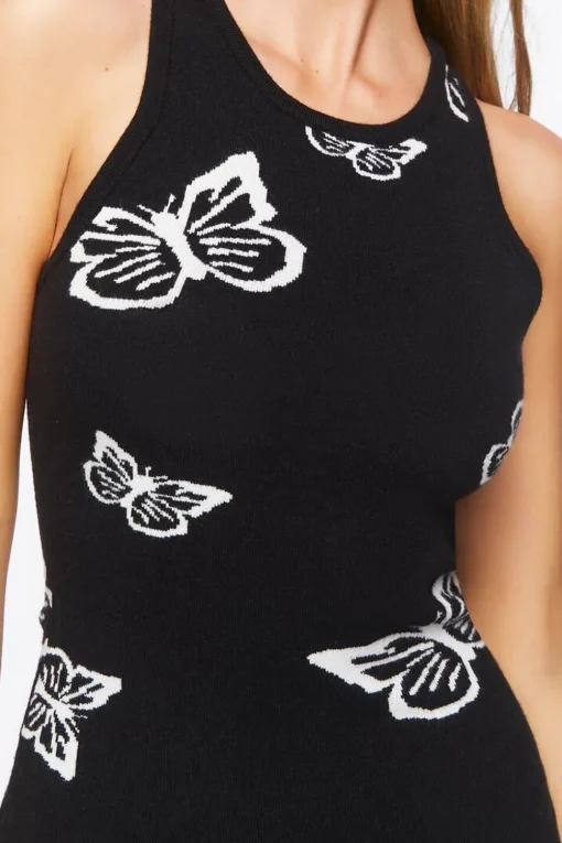 Butterfly Print Sweater Dress