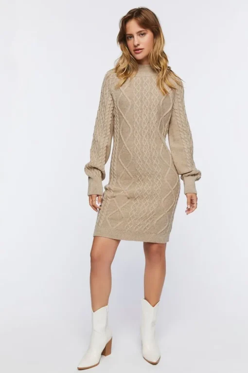 Cable Knit Mini Sweater Dress
