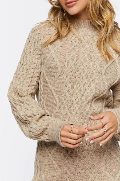Cable Knit Mini Sweater Dress