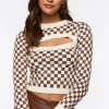 Checkered Cutout Crop Top